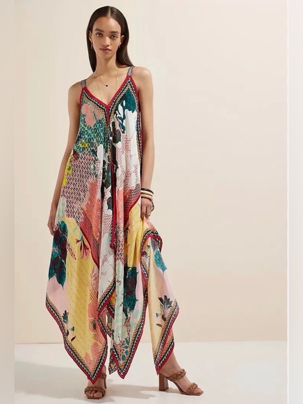 Camino by Jyoti Anthropology Floral Contrast Maxi Dress